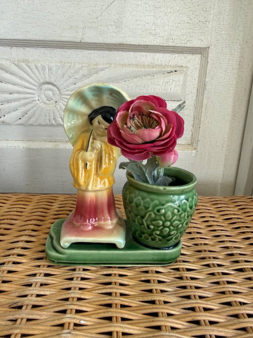 Vintage 1950s Shawnee Pottery Geisha Girl Planter Vase MCM Retro